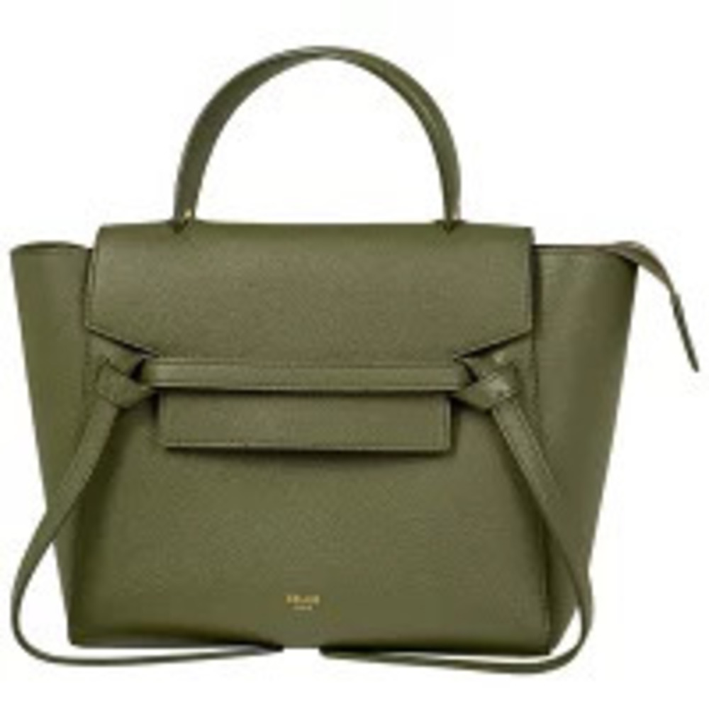 Celine Belt Bag Shoulder Handbag Leather Khaki Brown Green